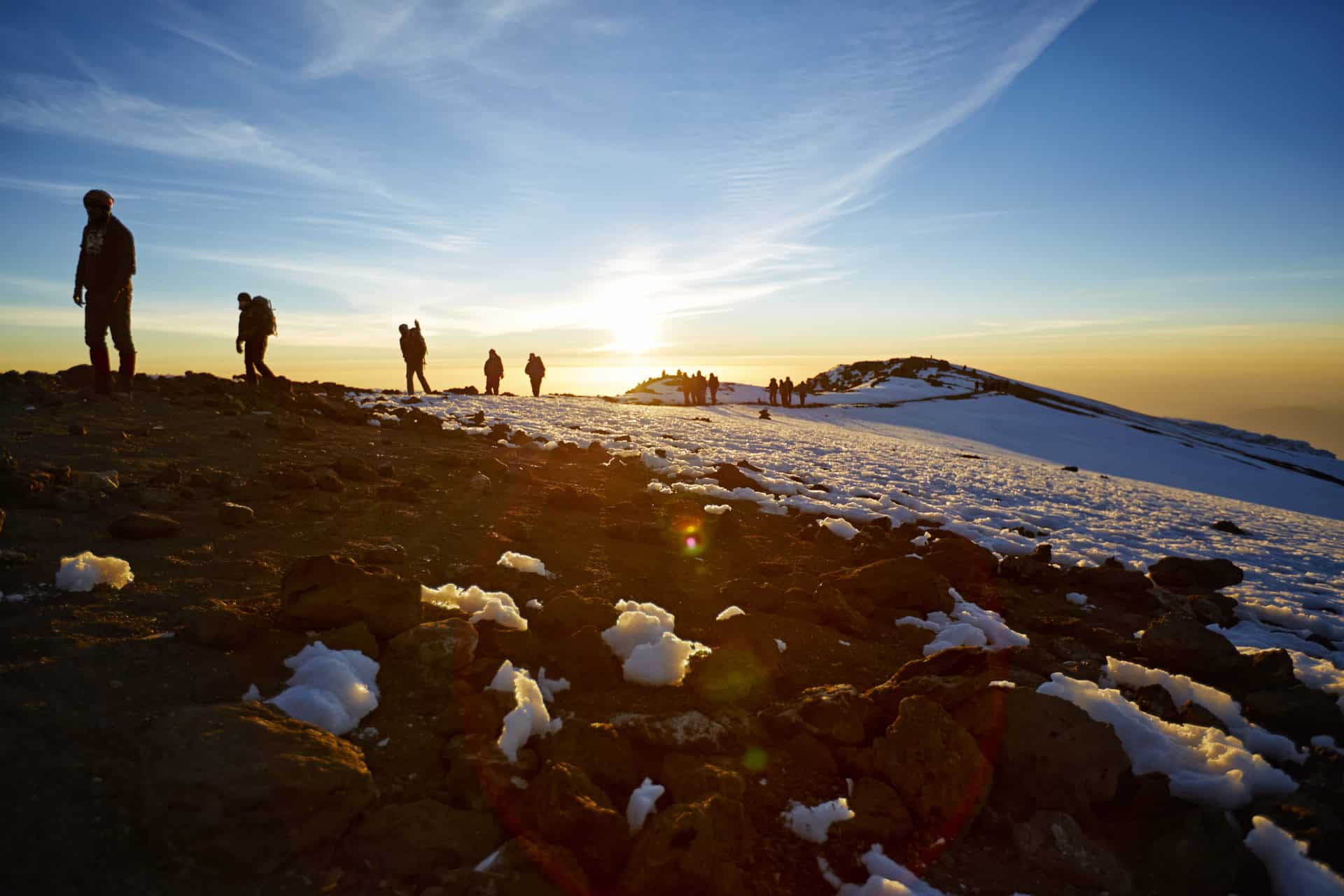snow on the final push to the summit of Kilimanjaro 